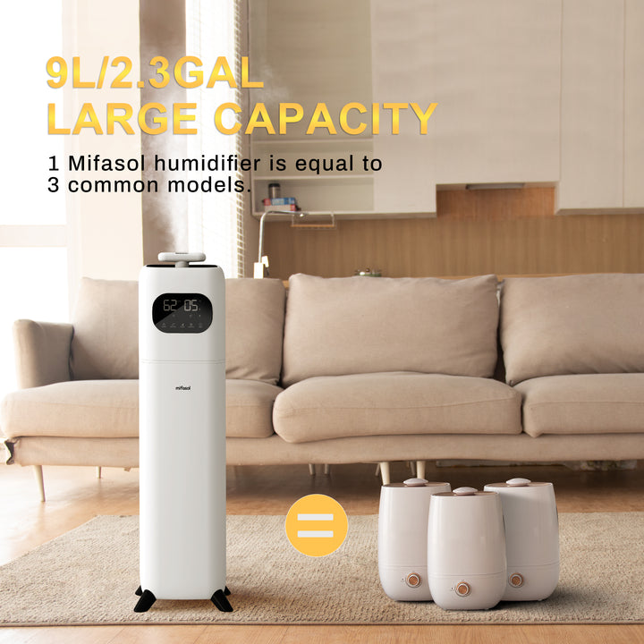 [BH-2102]Humidifiers for Bedroom Large Room, 2.3Gal/9L Quiet Humidifiers for Bedroom with Timer, 360°Nozzle, Aroma Box, 3 Speed Ultrasonic Cool Mist Humidifier with Humidistat for Baby Nursery Yoga Plants
