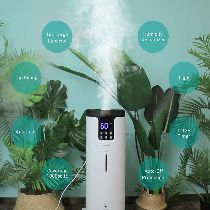 [BH-J19]4.2 Gal1/16L 1000mL/h Output, Commercial & Industrial grade, Top Fill Cool Mist Ultrasonic Humidifier Quiet, LACIDOLL